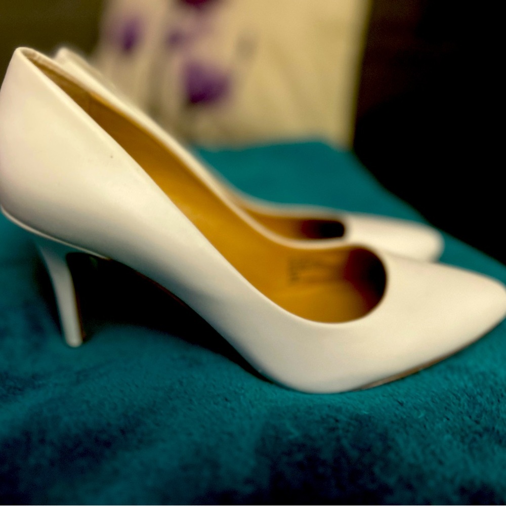 INC White heels, size 7M. Worn twice.
